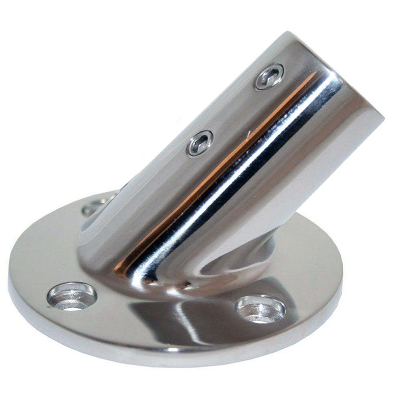 Whitecap 1 O.D. 45 Round Base SS Rail Fitting – 6114C