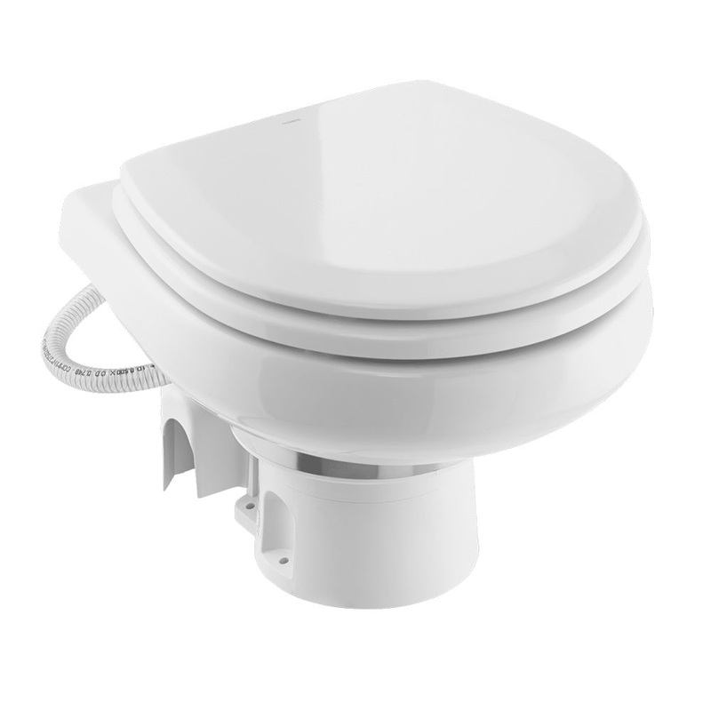 Dometic MasterFlush 7260 White Electric Macerating Toilet w/Orbit Base – Raw Water – 12V