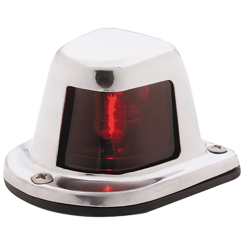 Attwood 1-Mile Deck Mount, Red Sidelight – 12V – Stainless Steel Housing – 66319R7