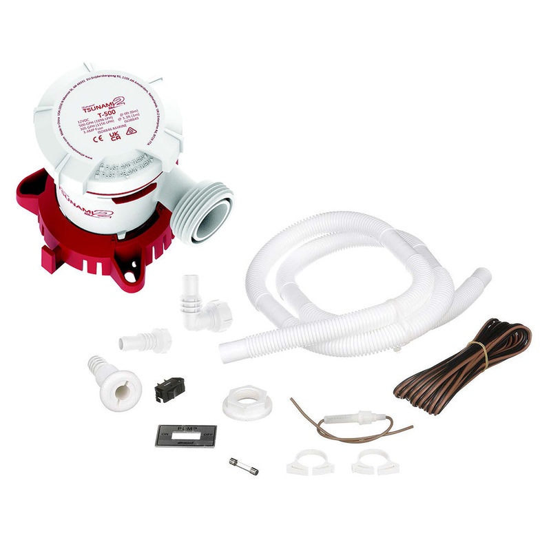 Attwood Tsunami MK2 T500 Manual Bilge Pump w/Installation Kit – 500 GPH & 12V – 5614-7