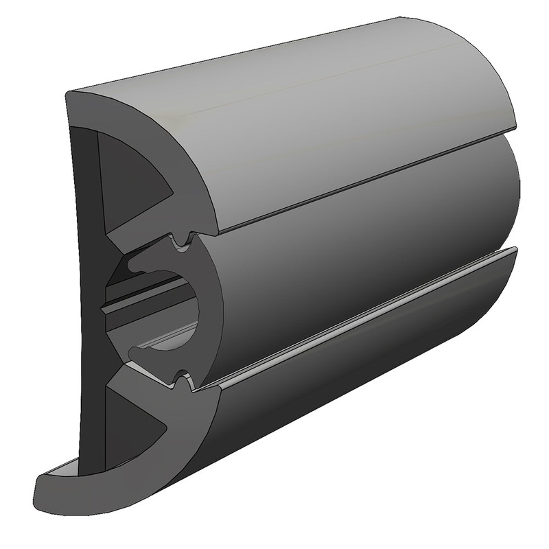 TACO SuproFlex Rub Rail Kit w/Flex Chrome Insert – 2H x 1.2W x 80’L – V11-9990GRD80-2