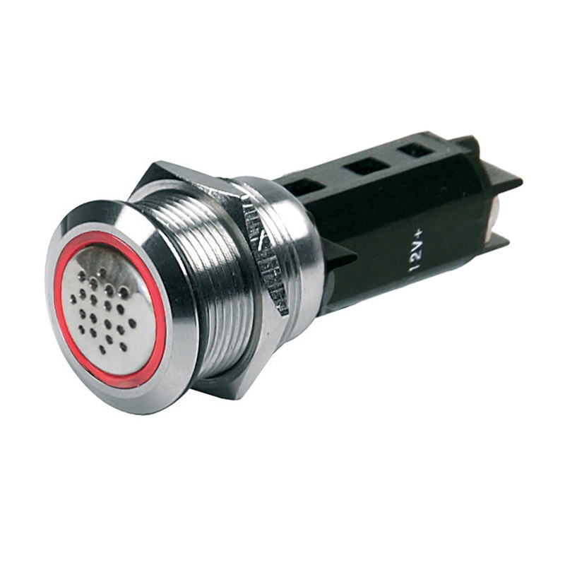 BEP 12V Buzzer w/Red LED Warning Light – Stainless Steel – 80-511-0009-00