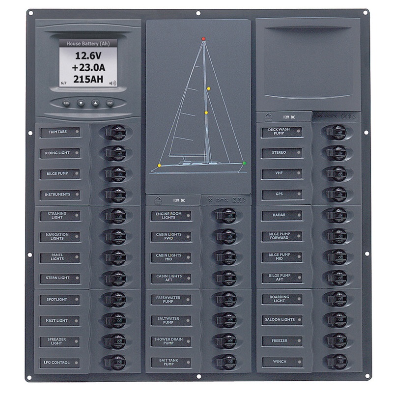 BEP Cruiser Series DC Circuit Breaker Panel w/Digital Meters 32SP DC12V – NC32Y-DCSM