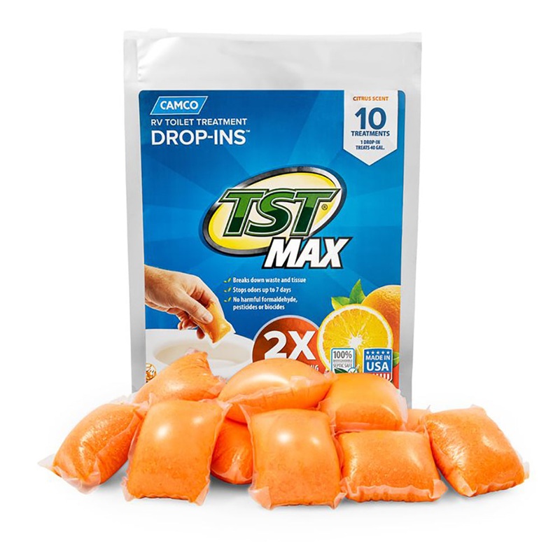 Camco TST MAX Orange RV Toilet Treatment Drop-Ins *10-Pack41178 – 41178