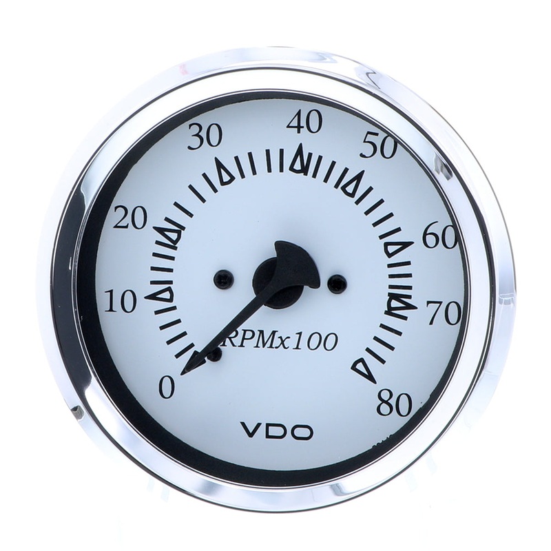 VDO Cockpit Marine 85MM (3-3/8) Outboard Tachometer – White Dial/Chrome Bezel333-15275 – 333-15275