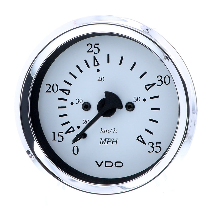 VDO Cockpit Marine 85MM (3-3/8) Pitot Speedometer – 0 to 35 MPH – White Dial/Chrome Bezel260-15271 – 260-15271