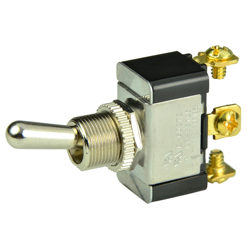 BEP SPDT Chrome Plated Toggle Switch – ON/OFF/(ON) – 1002015