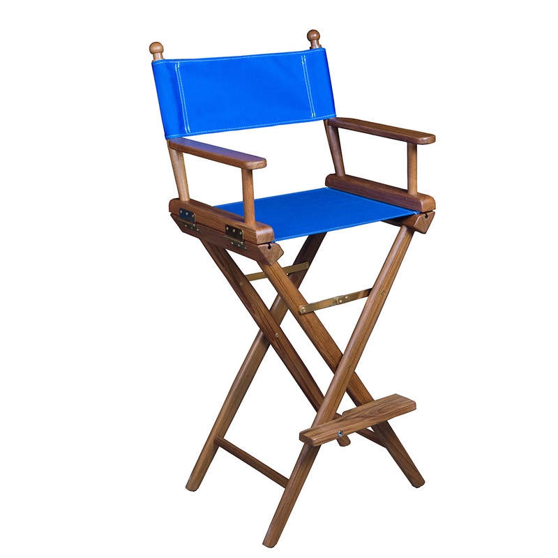 Whitecap Captain’s Chair w/Blue Seat Covers – Teak60045 – 60045