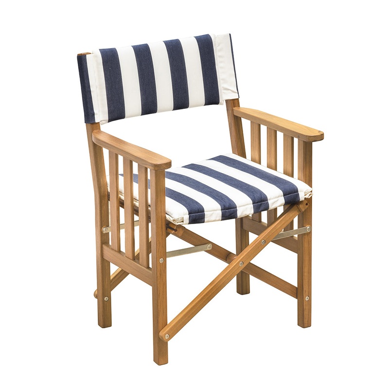 Whitecap Director’s Chair II w/Navy & White Cushion – Teak61050 – 61050