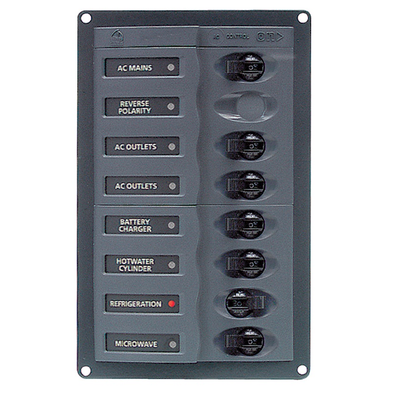 BEP AC Circuit Breaker Panel w/o Meters, 6 Way w/Double Pole Mains – 900-ACM6W-110V
