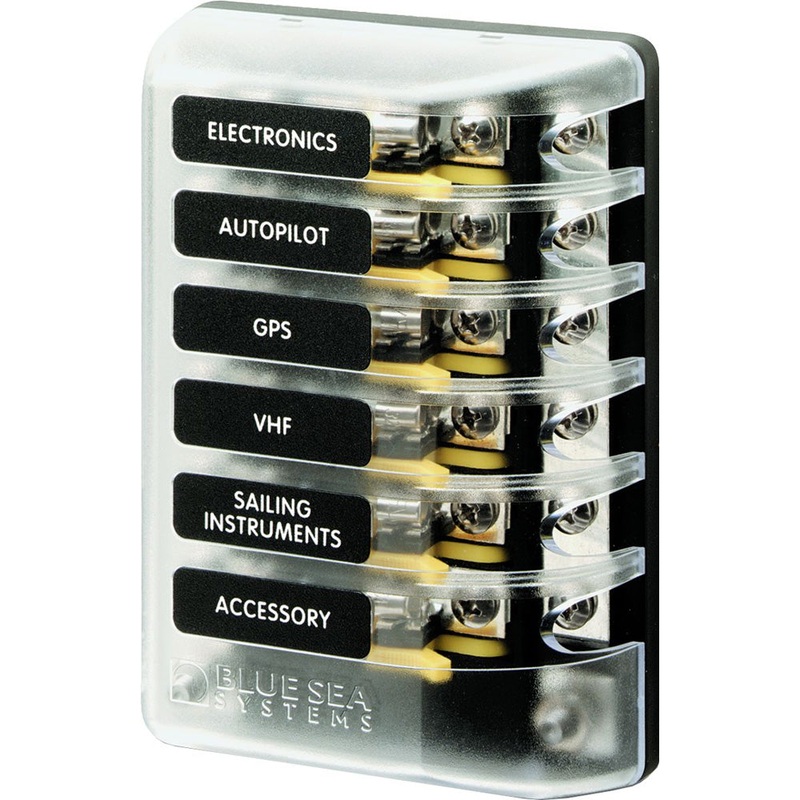 Blue Sea 5015 ST Glass Fuse Block w/Negative Bus – 5015