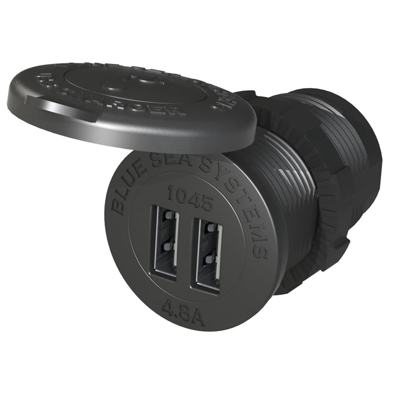 Blue Sea 1045 12/24V Dual USB Charger – 1-1/8 Socket Mount – 1045