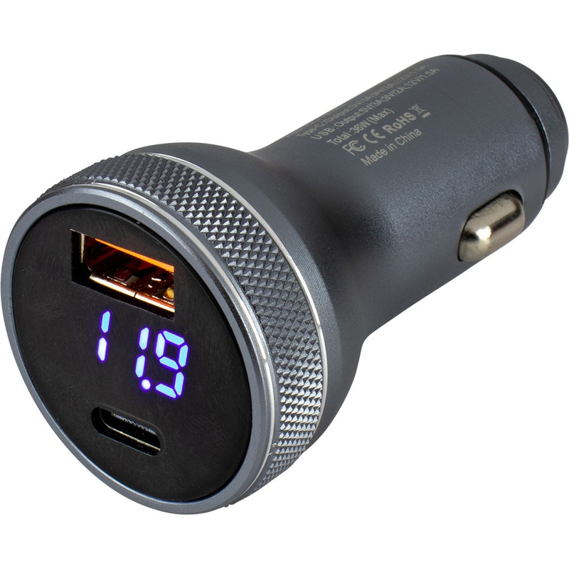 Sea-Dog Round USB & USB-C Power Plug w/Voltmeter – 426514-1