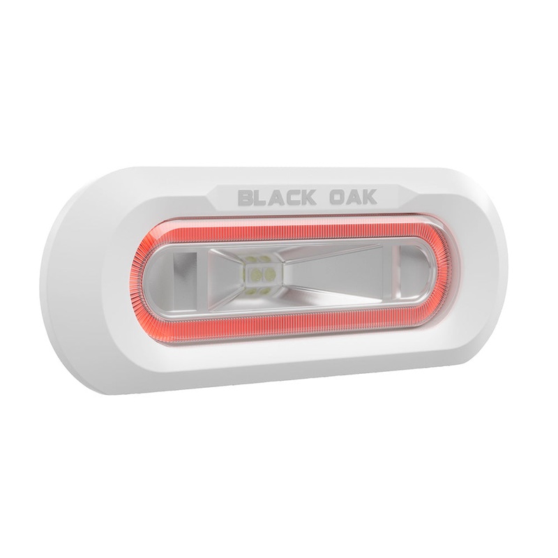Black Oak Low Pro Marine Spreader Light – Flush Mount – White Housing – Red LED