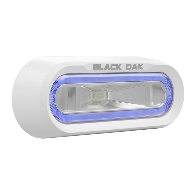 Black Oak Low Pro Off Road Spreader Light – Bracket Mount – White Housing – Blue LED