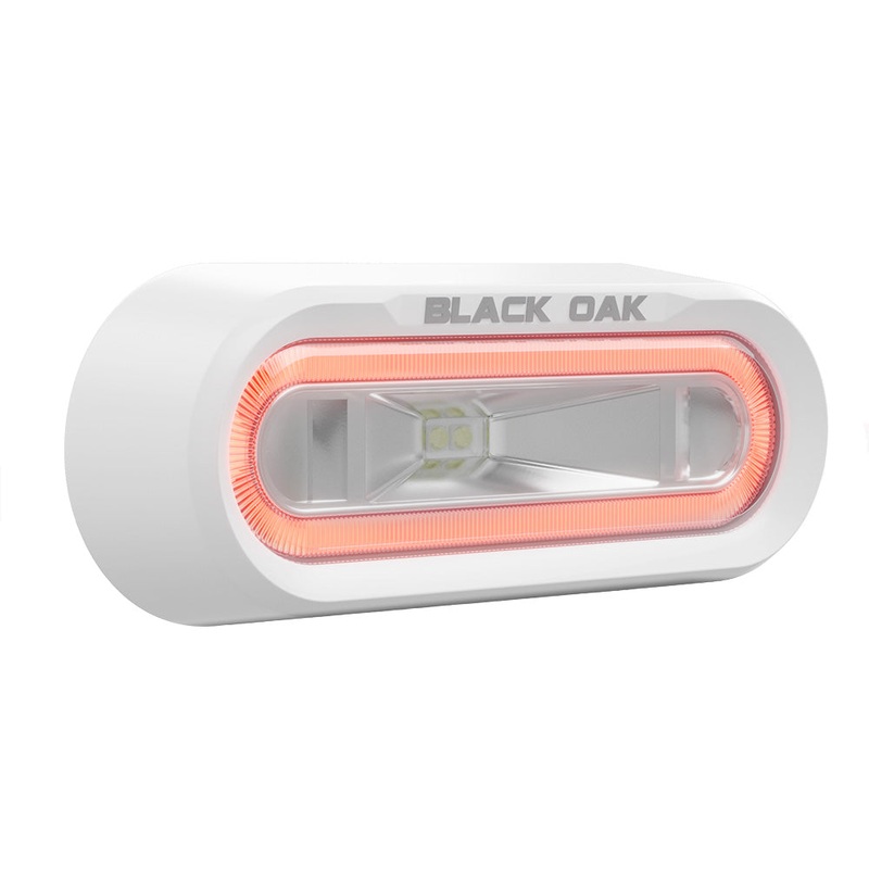 Black Oak Low Pro Off Road Spreader Light – Bracket Mount – White Housing – Red LED