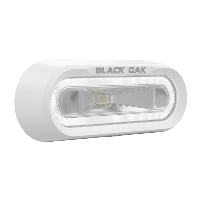 Black Oak Low Pro Off Road Spreader Light – Bracket Mount – White Housing – White LED