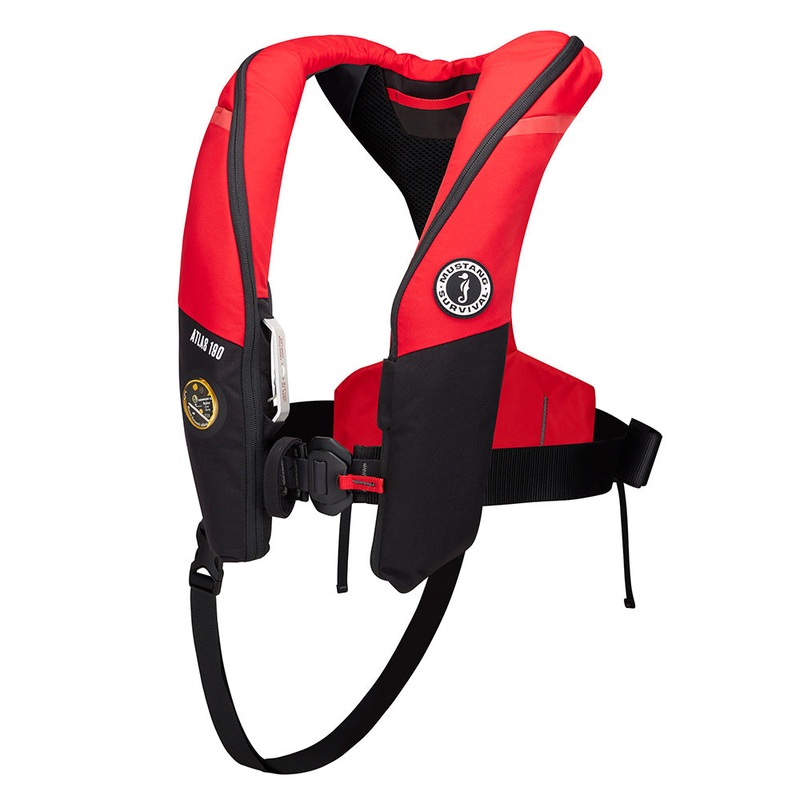 Mustang Atlas 190 DLX Open Ocean Inflatable PFD – Red/Black – MD3195E1-123-0
