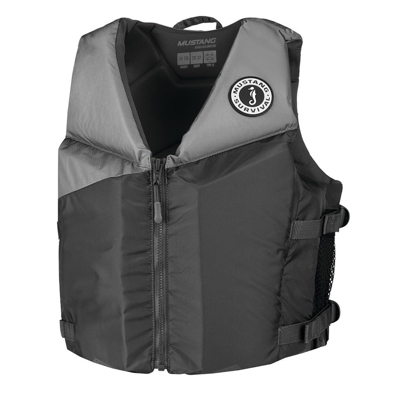 Mustang Young Adult REV Foam Vest – Grey/Light Grey/Fluorescent Yellow – Universal – MV360002-812-0