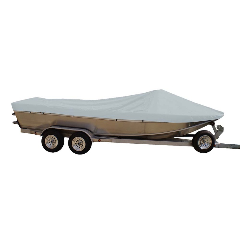Carver Sun-DURA Extra Wide Series Styled-to-Fit Boat Cover f/21.5′ Sterndrive Aluminum Boats w/High Forward Mounted Windshield – Grey – 79121XS-11