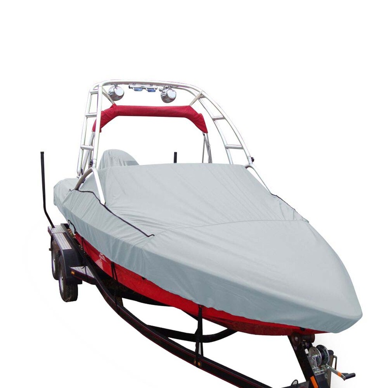 Carver Sun-DURA Specialty Boat Cover f/19.5′ V-Hull Runabouts w/Tower – Grey – 97019S-11