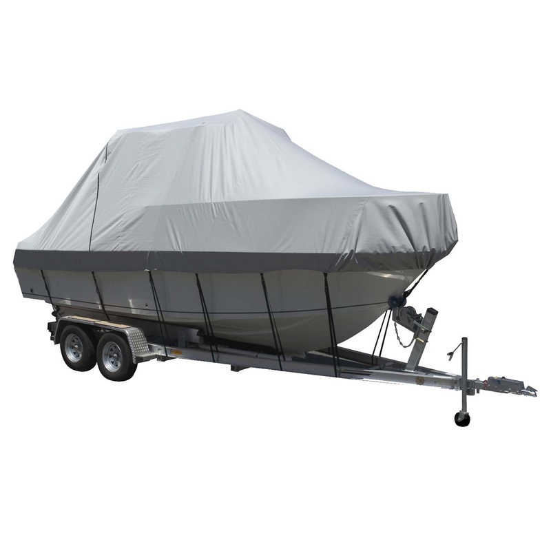 Carver Sun-DURA Specialty Boat Cover f/24.5′ Walk Around Cuddy & Center Console Boats – Grey – 90024S-11