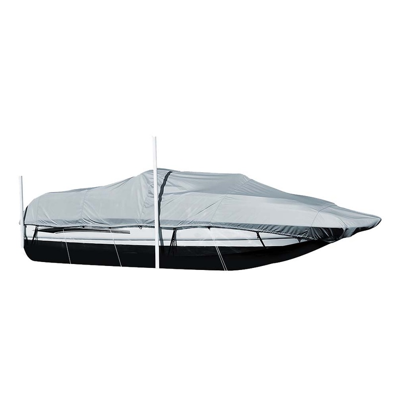 Carver Sun-DURA Styled-to-Fit Boat Cover f/23.5′ Sterndrive Deck Boats w/Walk-Thru Windshield – Grey – 95123S-11
