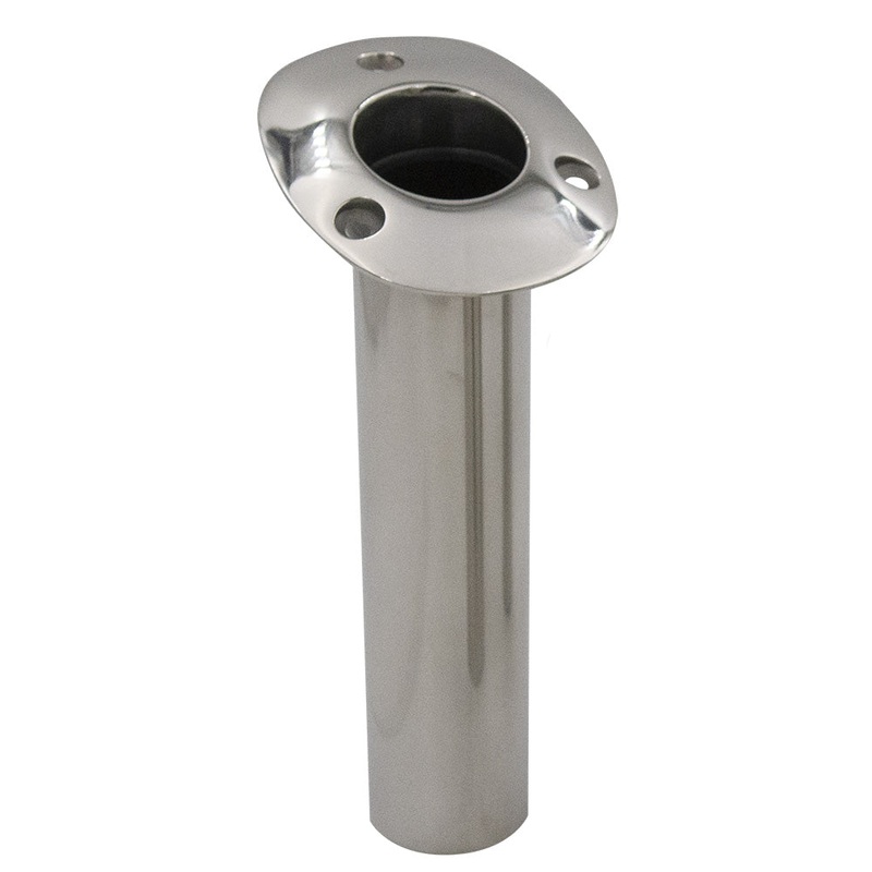 C.E. Smith 70 Series Standard Flush Mount Rod Holder – 15 Degree – Stainless Steel – Gimbal Bar Bottom – Black Liner – 536710