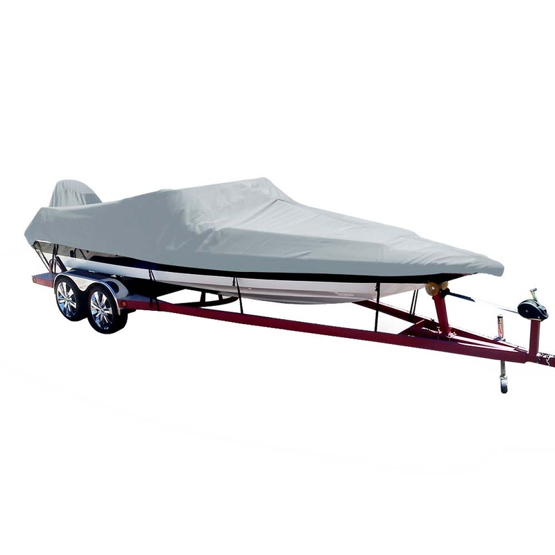 Carver Poly-Flex II Styled-to-Fit Boat Cover f/18.5′ Ski Boats with Low Profile Windshield – Grey – 74018F-10