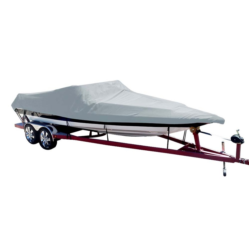 Carver Poly-Flex II Styled-to-Fit Boat Cover f/20.5′ Sterndrive Ski Boats with Low Profile Windshield – Grey – 74120F-10