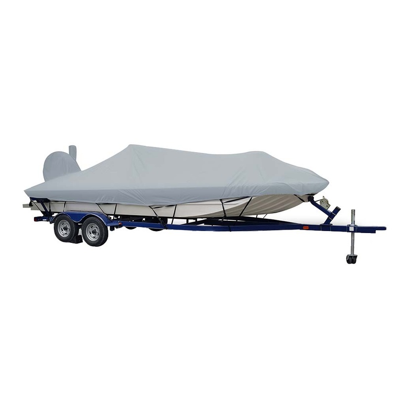 Carver Sun-DURA Extra Wide Series Styled-to-Fit Boat Cover f/18.5′ Aluminum Modified V Jon Boats – Grey – 71418XS-11