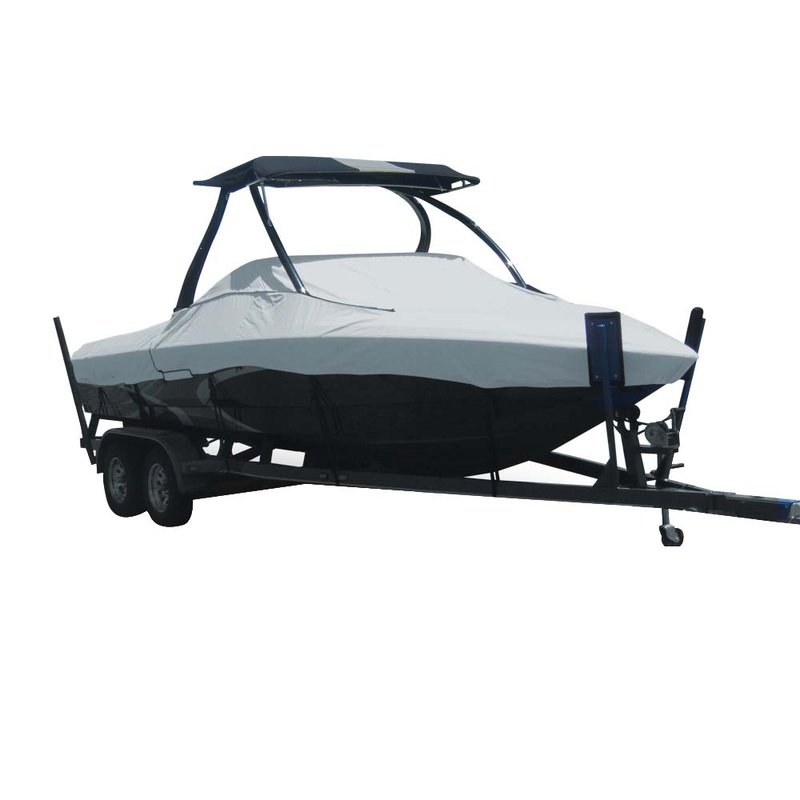 Carver Sun-DURA Specialty Boat Cover f/19.5′ Tournament Ski Boats w/Tower – Grey – 74519S-11