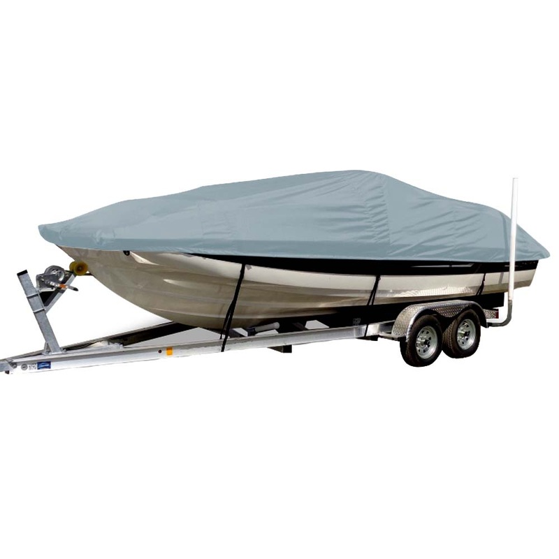 Carver Sun-DURA Styled-to-Fit Boat Cover f/19.5′ Sterndrive Deck Boats w/Low Rails – Grey – 75119S-11