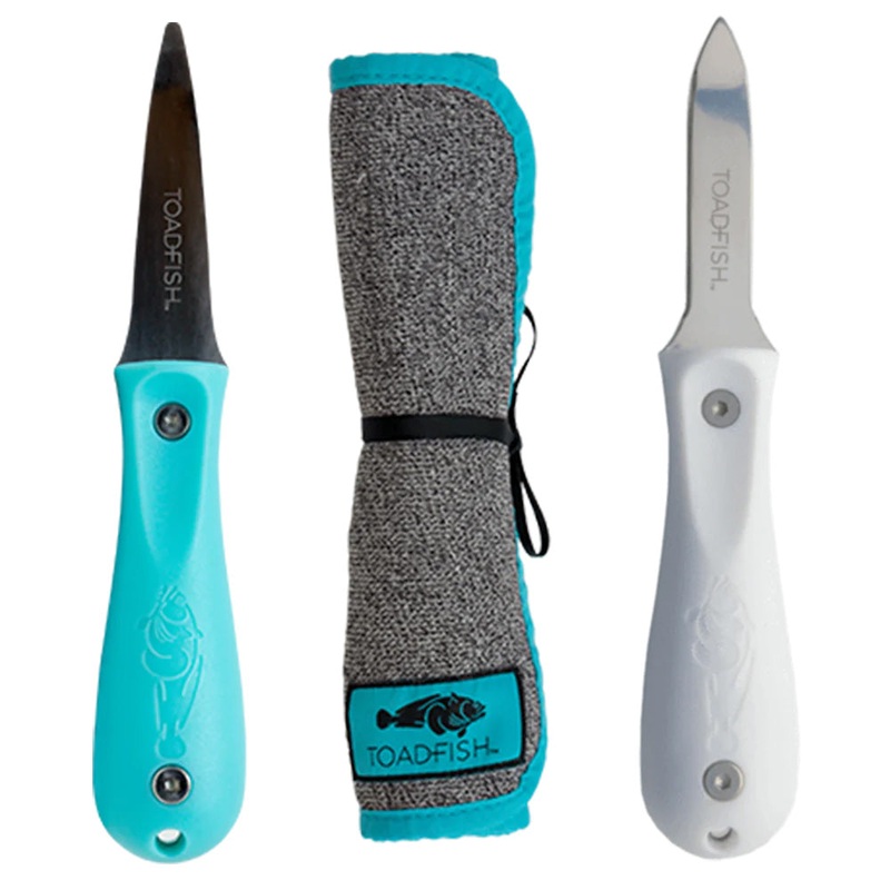 Toadfish Shucker’s Bundle – Put ‘Em Back Oyster Knife, Professional Oyster Knife & Cut-Proof Shucking Cloth – 1014