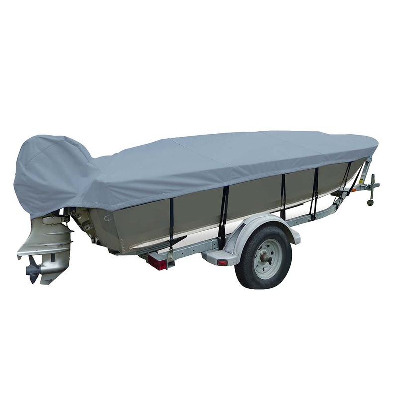 Carver Poly-Flex II Wide Series Styled-to-Fit Boat Cover f/13.5′ V-Hull Fishing Boats – Grey – 71113F-10