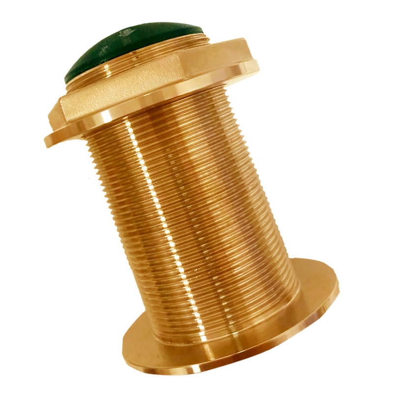 SI-TEX Bronze Low-Profile Thru-Hull Low-Frequency CHIRP Transducer – 300W, 12 Tilt, 40-75kHz – BT70L300-12