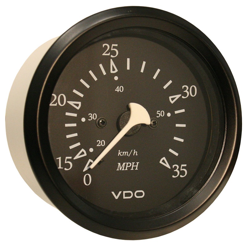 VDO Allentare Black 35MPH 3-3/8 (85mm) Pitot Speedometer – Black Bezel – 260-11796