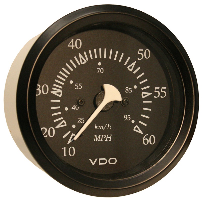 VDO Allentare Black 60MPH 3-3/8 (85mm) Pitot Speedometer – Black Bezel – 260-11795