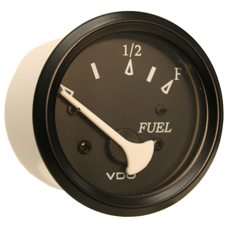 VDO Allentare Black Fuel Level Gauge – Use with Marine 240-33 Ohm Fuel Senders – 12V – Black Bezel – 301-11802