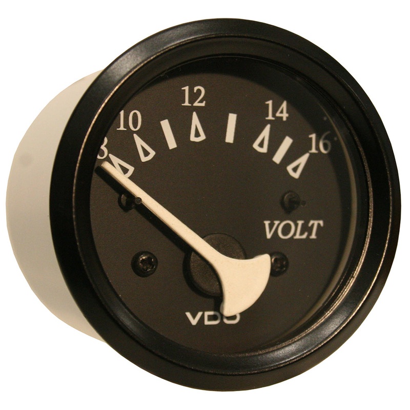 VDO Allentare Black Voltmeter – 8-16V – Black Bezel – 332-11805
