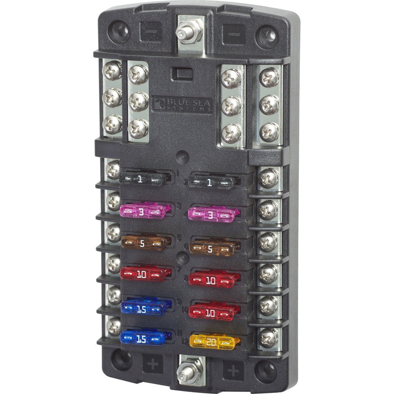 Blue Sea 5031 ST Blade Fuse Block w/o Cover – 12 Circuit w/Negative Bus – 5031