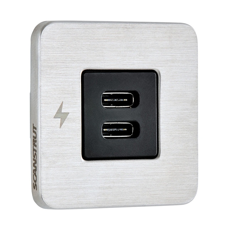 Scanstrut TILE USB-C Interior Charging Socket – 12/24V – Stainless Steel Bezel