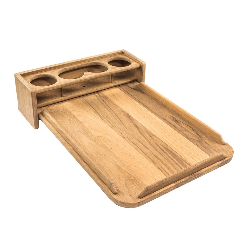 Whitecap Teak Drinkholder with Removable Cockpit Table Top – Holds 4 Glasses – 61394