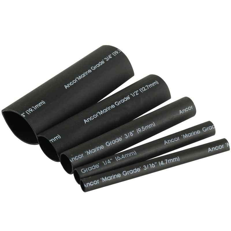 Ancor Adhesive Lined Heat Shrink Tubing Kit – 8-Pack, 3, 20 to 2/0 AWG, Black – 301503