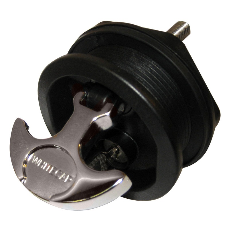Whitecap T-Handle Latch – Chrome Plated Zamac/Black Nylon – Locking – Freshwater Use Only – S-226BC