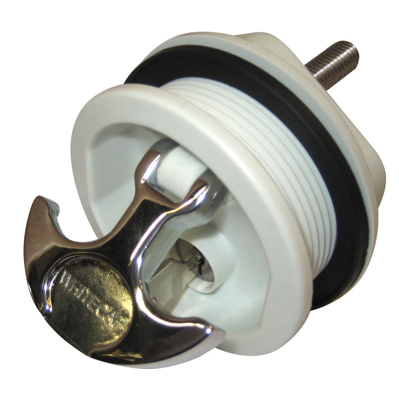 Whitecap T-Handle Latch – Chrome Plated Zamac/White Nylon – Locking – Freshwater Use Only – S-226WC