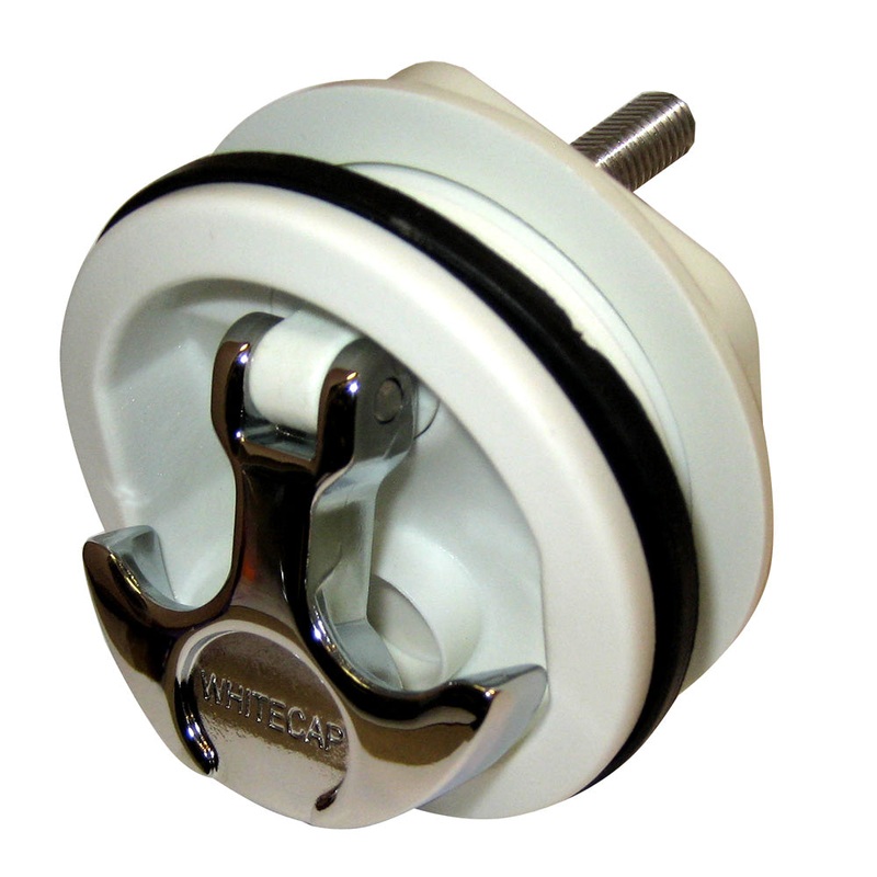 Whitecap T-Handle Latch – Chrome Plated Zamac/White Nylon – No Lock – Freshwater Use Only – S-230WC