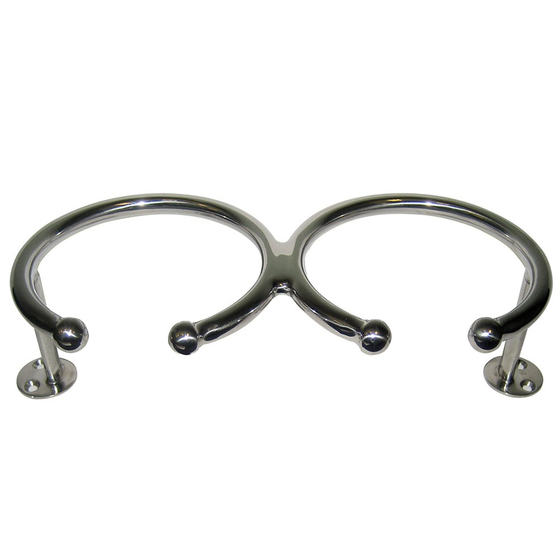 Whitecap Top Mount Ring SS Cup Holder – 2-Drink – Base Mount – S-3517