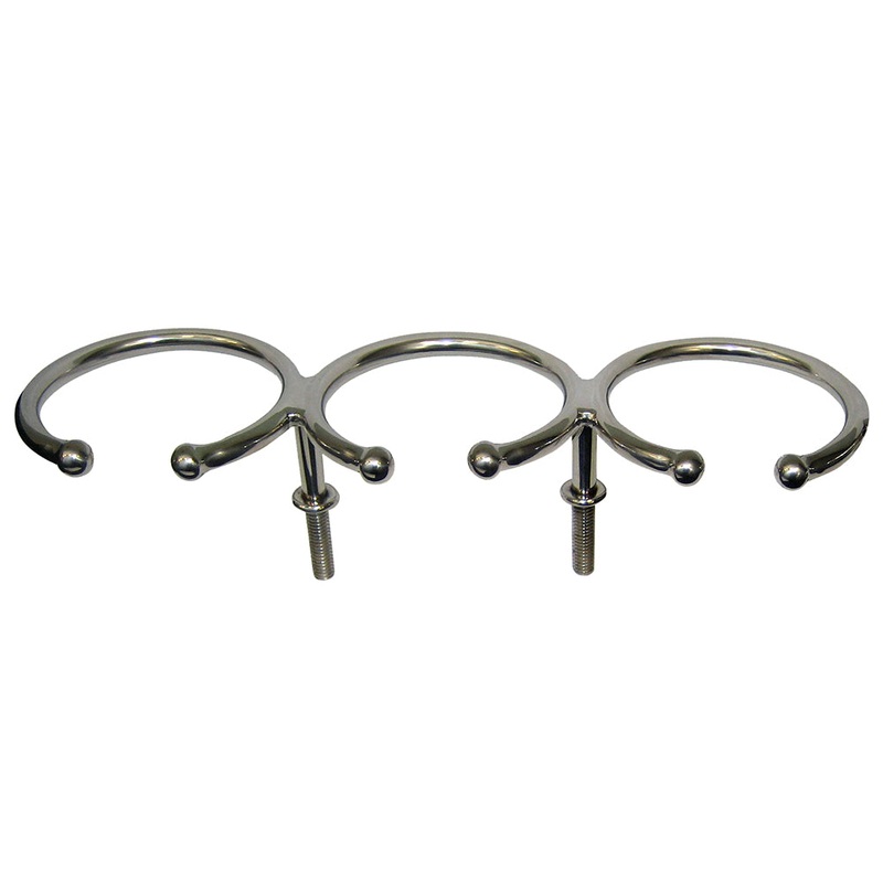 Whitecap Top Mount Ring SS Cup Holder – 3-Drink – Stud Mount – S-3514
