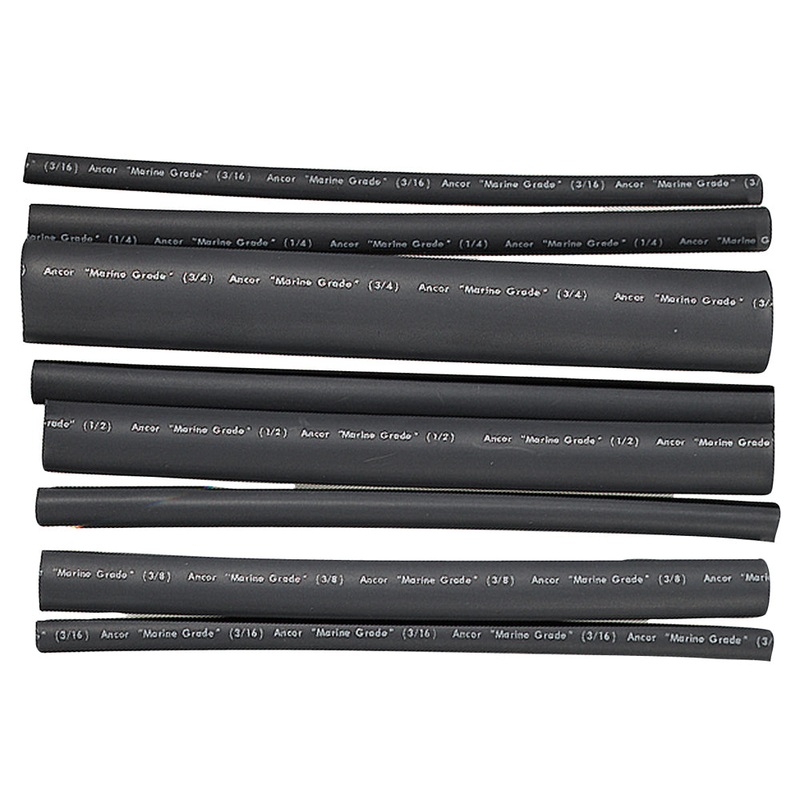 Ancor Adhesive Lined Heat Shrink Tubing – Assorted 8-Pack, 6, 20-2/0 AWG, Black – 301506